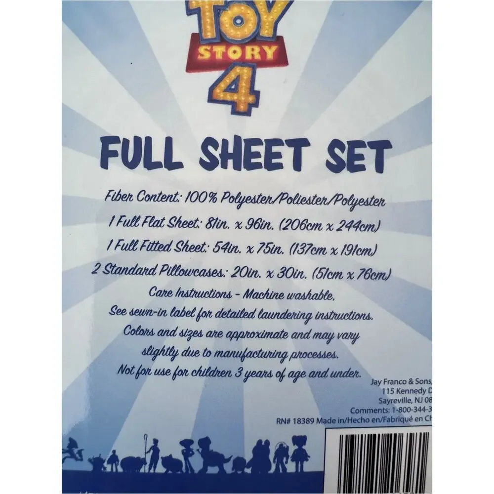 Disney Pixar Toy Story 4 Full Sheet Set 100% Polyester Woody Buzz Jessie Forky